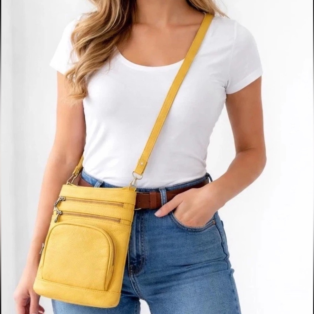 Leather Yellow Crossbody Bag